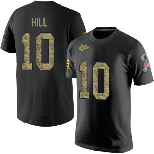 Men Kansas City Chiefs #10 Hill Tyreek Black Camo Salute to Service T-Shirt